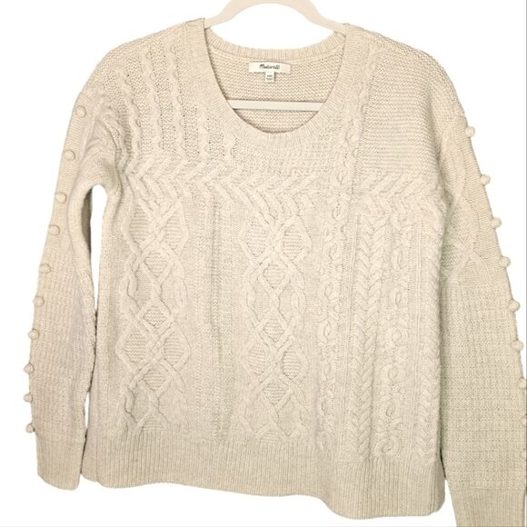 Madewell Open-Side Bobble Pullover Cream Chunky Wool Sweater Sz XXS - Picture 2 of 13